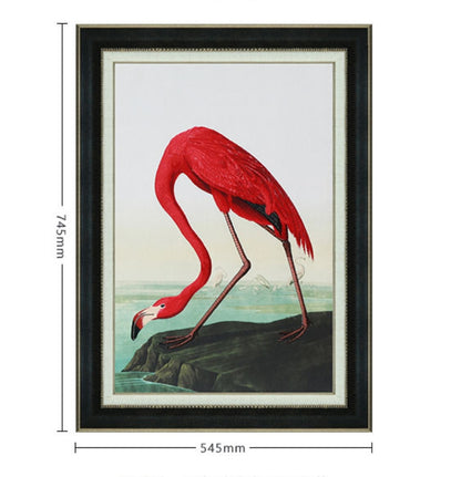 Commercial Suzhou Full Embroidery — framed, simulated silk, soft luster. Dual craftsmanship. Wholesale for decor firms, commercial use; home use too. Art decor for hotels, offices, residences.Flamingo Three-海智集-