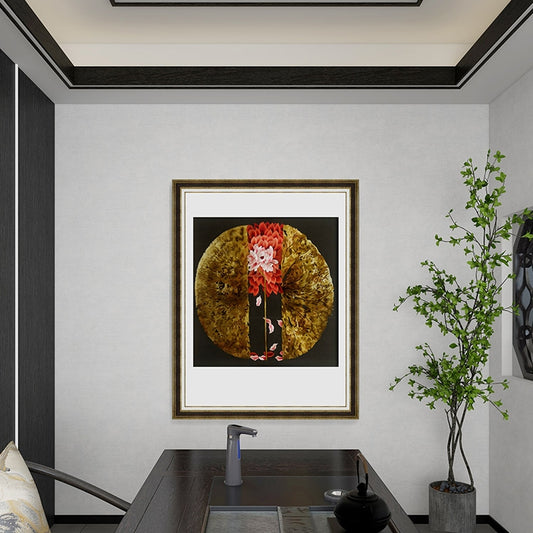 Commercial Suzhou Full Embroidery — framed, simulated silk, soft luster. Dual craftsmanship. Wholesale for decor firms, commercial use; home use too. Art decor for hotels, offices, residences.Dancing Lotuses-海智集-