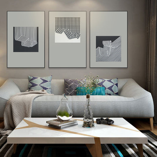 Commercial Suzhou Full Embroidery — framed, simulated silk, soft luster. Dual craftsmanship. Wholesale for decor firms, commercial use; home use too. Art decor for hotels, offices, residences.GorgeousBlack - and - White Lines-海智集-