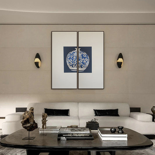 Commercial Suzhou Full Embroidery — framed, simulated silk, soft luster. Dual craftsmanship. Wholesale for decor firms, commercial use; home use too. Art decor for hotels, offices, residences.GorgeousInk - wash Blue - and - WhiteⅠ-海智集-