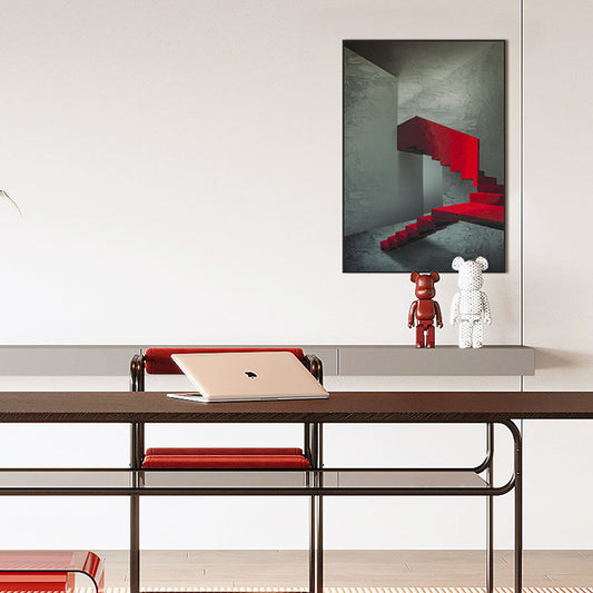 Commercial Suzhou Full Embroidery — framed, simulated silk, soft luster. Dual craftsmanship. Wholesale for decor firms, commercial use; home use too. Art decor for hotels, offices, residences.GorgeousModern Stairs-海智集-
