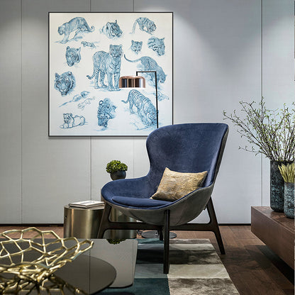 Commercial Suzhou Full Embroidery — framed, simulated silk, soft luster. Dual craftsmanship. Wholesale for decor firms, commercial use; home use too. Art decor for hotels, offices, residences.GorgeousTiger's Roar I-海智集-