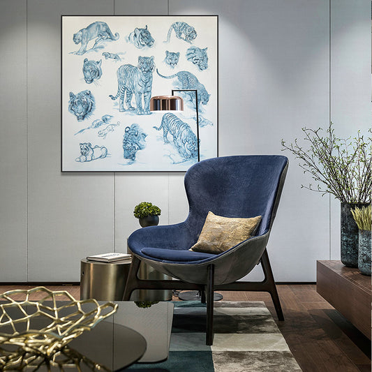Commercial Suzhou Full Embroidery — framed, simulated silk, soft luster. Dual craftsmanship. Wholesale for decor firms, commercial use; home use too. Art decor for hotels, offices, residences.GorgeousTiger's Roar I-海智集-