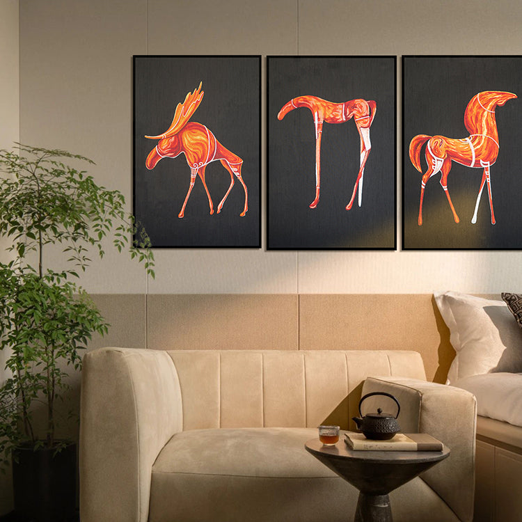 Commercial Suzhou Full Embroidery — framed, simulated silk, soft luster. Dual craftsmanship. Wholesale for decor firms, commercial use; home use too. Art decor for hotels, offices, residences.GorgeousWatching Horses-海智集-