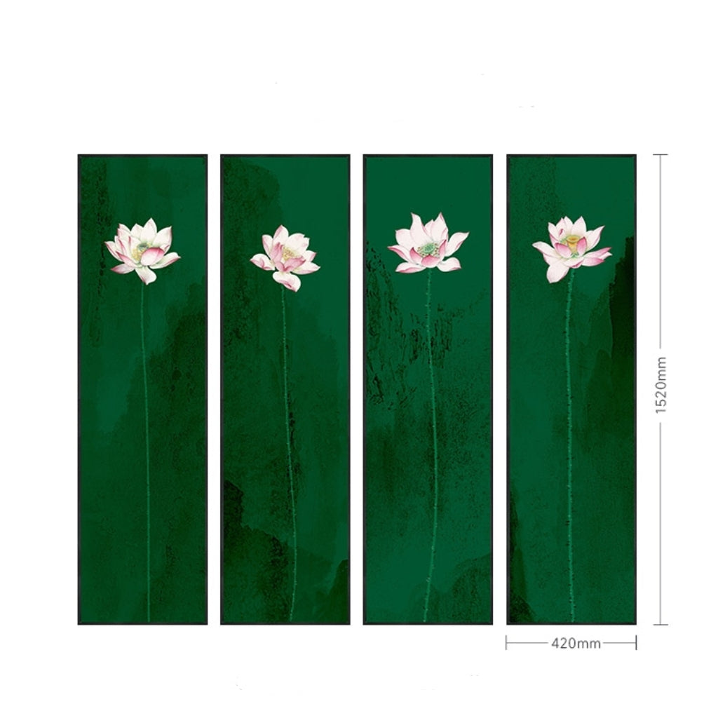 Commercial Suzhou Full Embroidery — framed, simulated silk, soft luster. Dual craftsmanship. Wholesale for decor firms, commercial use; home use too. Art decor for hotels, offices, residences.Greenery in the Lotus Breeze-海智集-