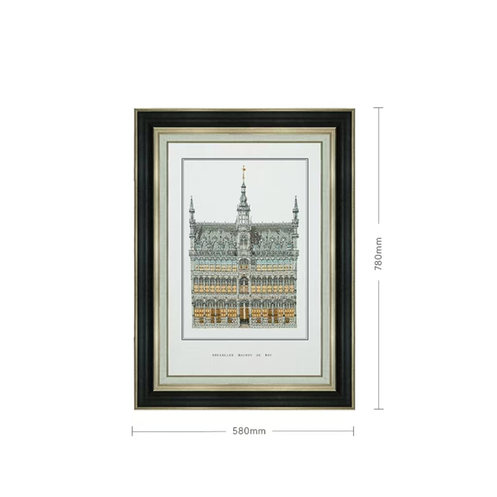 Commercial Suzhou Full Embroidery — framed, simulated silk, soft luster. Dual craftsmanship. Wholesale for decor firms, commercial use; home use too. Art decor for hotels, offices, residences.Palace in Brussels, Belgium-海智集-