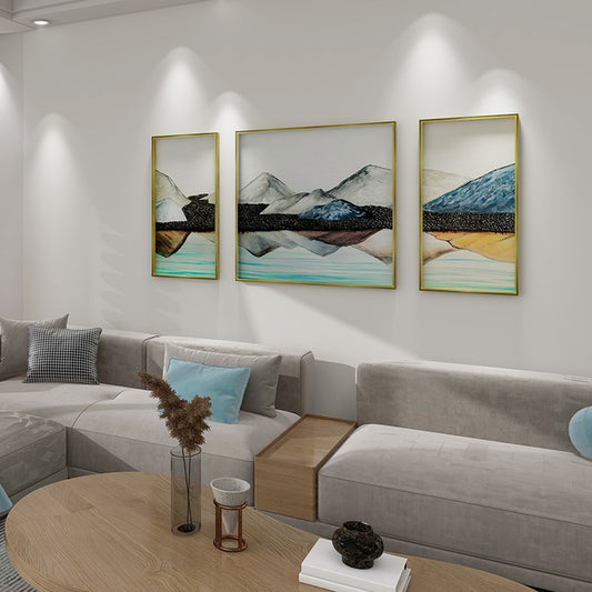 Commercial Suzhou Full Embroidery — framed, simulated silk, soft luster. Dual craftsmanship. Wholesale for decor firms, commercial use; home use too. Art decor for hotels, offices, residences.Lakes and Mountains-海智集-