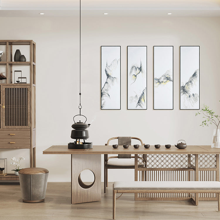 Commercial Suzhou Full Embroidery — framed, simulated silk, soft luster. Dual craftsmanship. Wholesale for decor firms, commercial use; home use too. Art decor for hotels, offices, residences.Lofty and Steep Mountains-海智集-