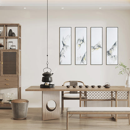 Commercial Suzhou Full Embroidery — framed, simulated silk, soft luster. Dual craftsmanship. Wholesale for decor firms, commercial use; home use too. Art decor for hotels, offices, residences.Lofty and Steep Mountains-海智集-