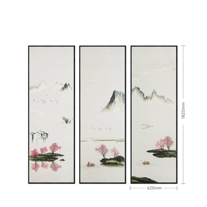 Commercial Suzhou Full Embroidery — framed, simulated silk, soft luster. Dual craftsmanship. Wholesale for decor firms, commercial use; home use too. Art decor for hotels, offices, residences.Peach Blossom Spring-海智集-