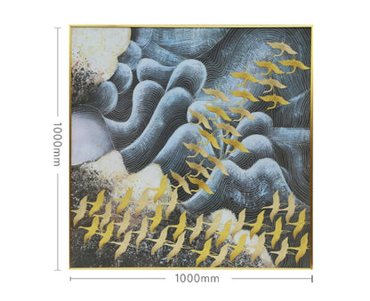 Commercial Suzhou Full Embroidery — framed, simulated silk, soft luster. Dual craftsmanship. Wholesale for decor firms, commercial use; home use too. Art decor for hotels, offices, residences.Picture of a Hundred Cranes-海智集-
