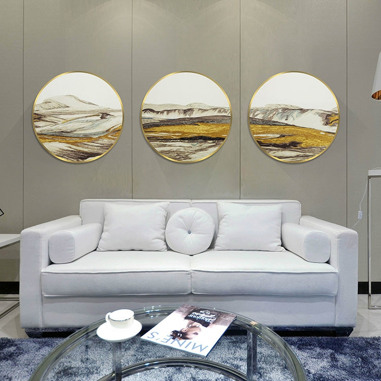 Commercial Suzhou Full Embroidery — framed, simulated silk, soft luster. Dual craftsmanship. Wholesale for decor firms, commercial use; home use too. Art decor for hotels, offices, residences.Rolling Mountains1-海智集-