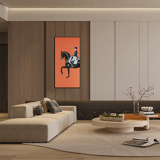 Commercial Suzhou Full Embroidery — framed, simulated silk, soft luster. Dual craftsmanship. Wholesale for decor firms, commercial use; home use too. Art decor for hotels, offices, residences.Royal Equestrian-海智集-