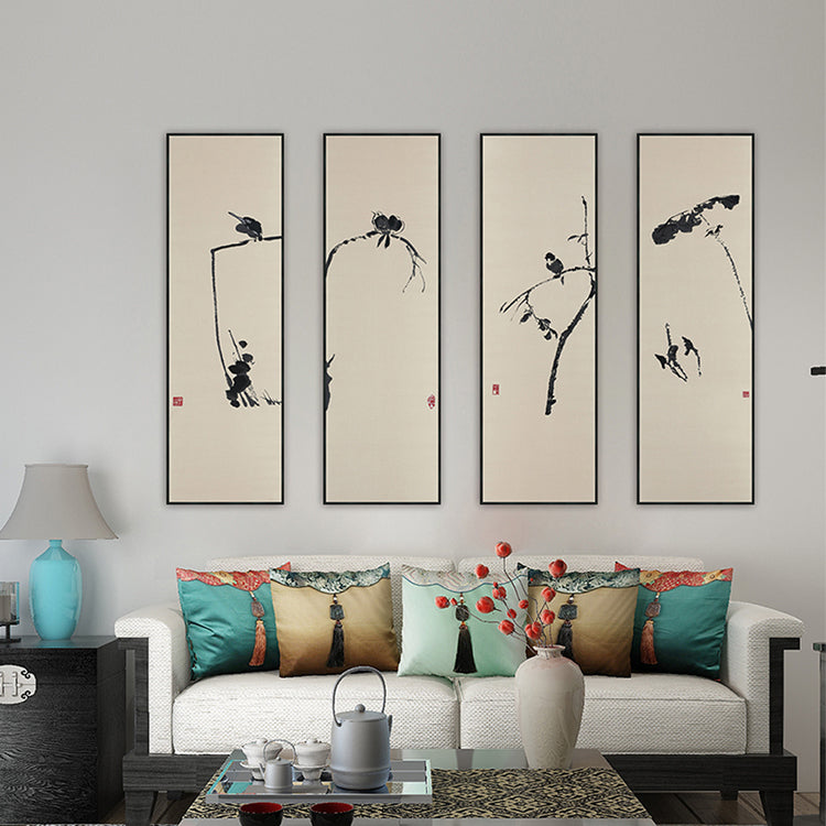 Commercial Suzhou Full Embroidery — framed, simulated silk, soft luster. Dual craftsmanship. Wholesale for decor firms, commercial use; home use too. Art decor for hotels, offices, residences.Zen - style Freehand-海智集-