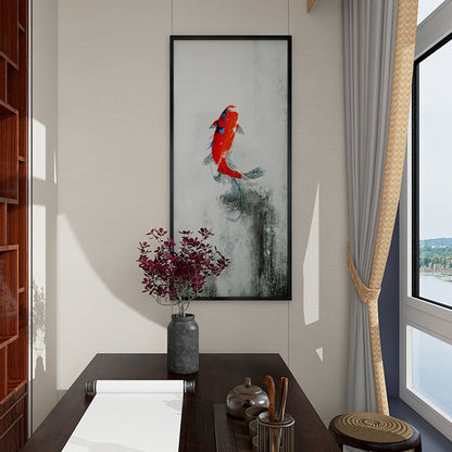 Commercial Suzhou Full Embroidery — framed, simulated silk, soft luster. Dual craftsmanship. Wholesale for decor firms, commercial use; home use too. Art decor for hotels, offices, residences.Zen Carp-海智集-