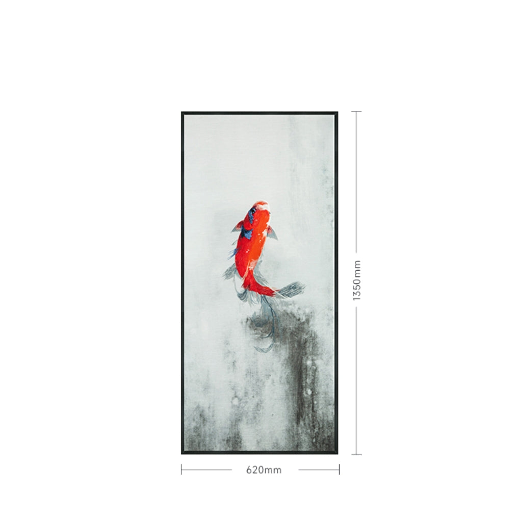 Commercial Suzhou Full Embroidery — framed, simulated silk, soft luster. Dual craftsmanship. Wholesale for decor firms, commercial use; home use too. Art decor for hotels, offices, residences.Zen Carp-海智集-