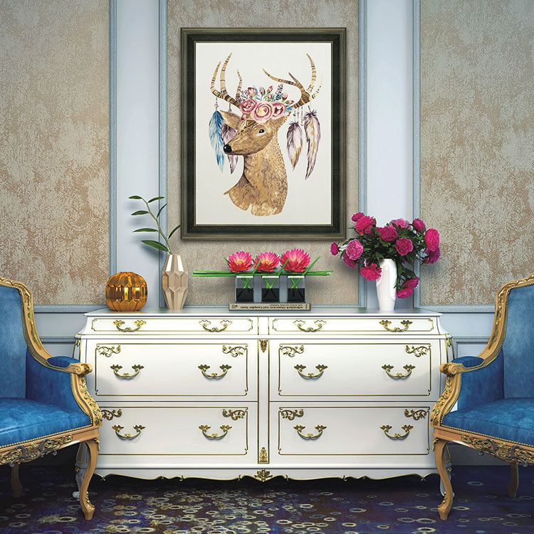 Commercial Suzhou Full Embroidery — framed, simulated silk, soft luster. Dual craftsmanship. Wholesale for decor firms, commercial use; home use too. Art decor for hotels, offices, residences.Flowers and Deer-海智集-