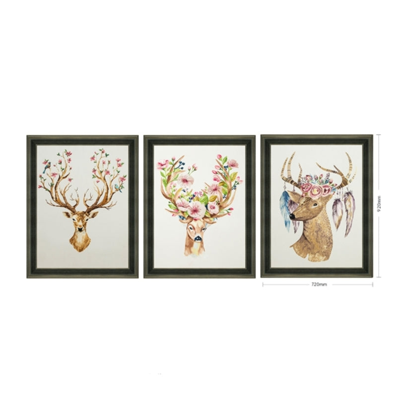 Commercial Suzhou Full Embroidery — framed, simulated silk, soft luster. Dual craftsmanship. Wholesale for decor firms, commercial use; home use too. Art decor for hotels, offices, residences.Flowers and Deer-海智集-
