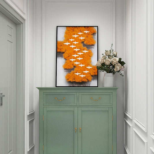Commercial Suzhou Full Embroidery — framed, simulated silk, soft luster. Dual craftsmanship. Wholesale for decor firms, commercial use; home use too. Art decor for hotels, offices, residences.soar to great heights1-海智集-
