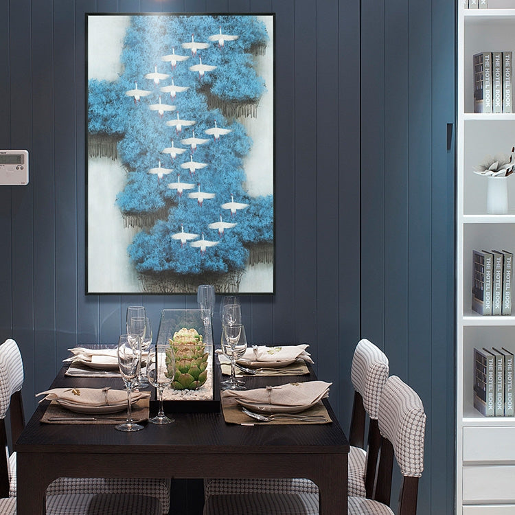 Commercial Suzhou Full Embroidery — framed, simulated silk, soft luster. Dual craftsmanship. Wholesale for decor firms, commercial use; home use too. Art decor for hotels, offices, residences.soar to great heights2-海智集-
