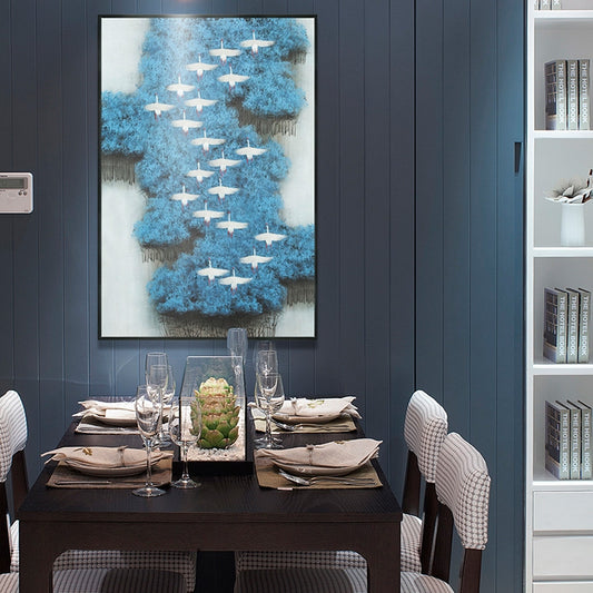 Commercial Suzhou Full Embroidery — framed, simulated silk, soft luster. Dual craftsmanship. Wholesale for decor firms, commercial use; home use too. Art decor for hotels, offices, residences.soar to great heights2-海智集-
