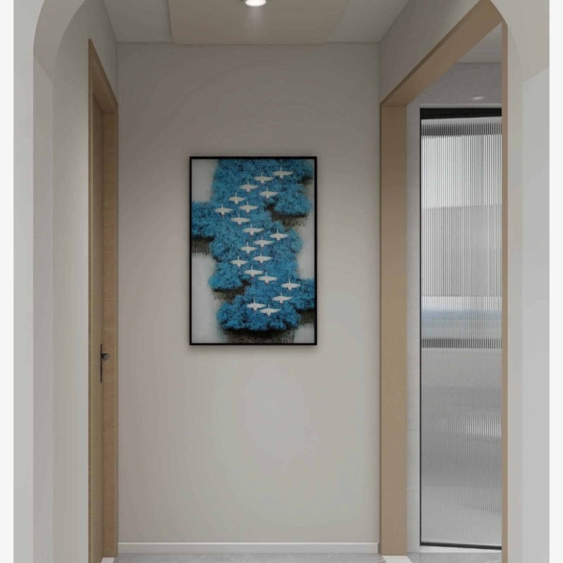 Commercial Suzhou Full Embroidery — framed, simulated silk, soft luster. Dual craftsmanship. Wholesale for decor firms, commercial use; home use too. Art decor for hotels, offices, residences.soar to great heights2-海智集-