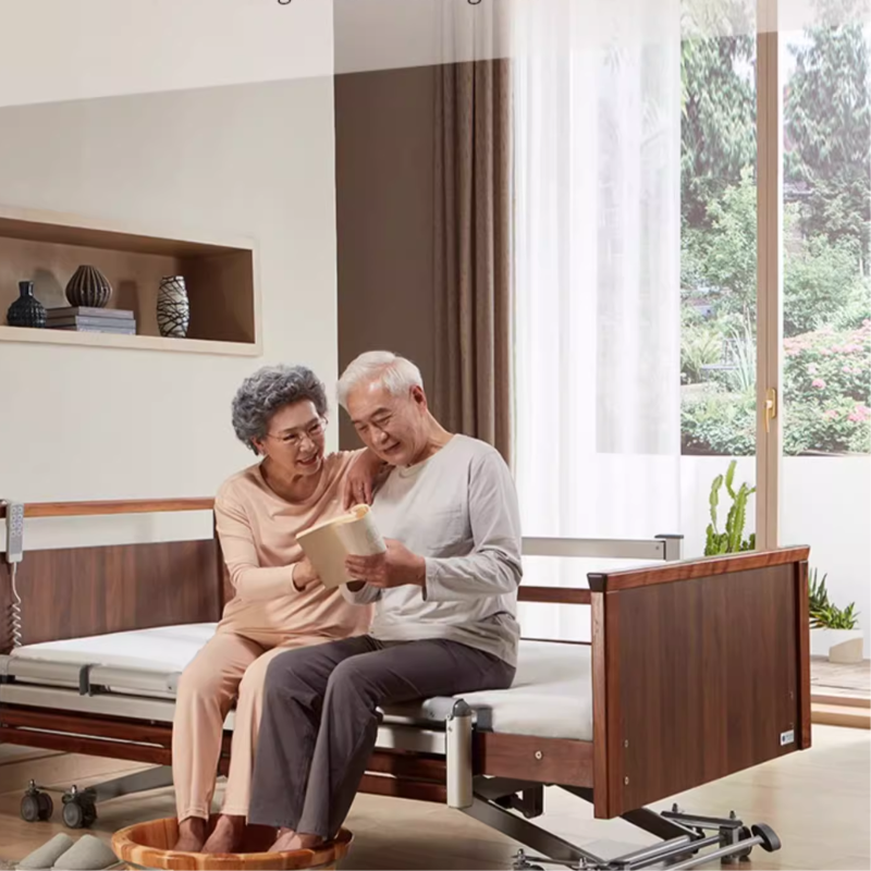 Elderly medical bed, nursing bed, household multi-functional electric lifting hospital bed, solid wood high-end rehabilitation bed-海智集-
