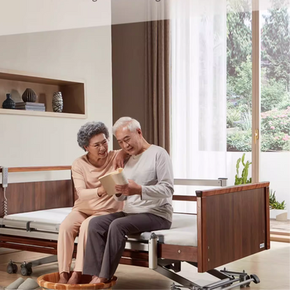 Elderly medical bed, nursing bed, household multi-functional electric lifting hospital bed, solid wood high-end rehabilitation bed-海智集-