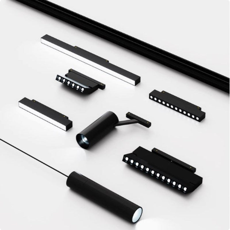 Ultra-thin Surface-mounted Magnetic Track Light - Black/White, Ceiling-free Mainless Living Room Flood Light with Magnetic Grille-海智集-