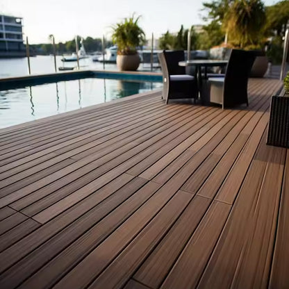 Modern Design Interlocking Outdoor Flooring Plastic Swimming Pool WPC Composite Decking Board Tiles with Brushed Technics-海智集-