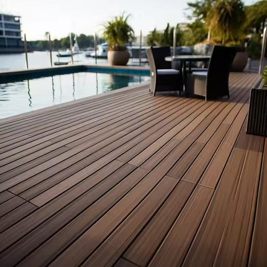 Modern Design Interlocking Outdoor Flooring Plastic Swimming Pool WPC Composite Decking Board Tiles with Brushed Technics-海智集-