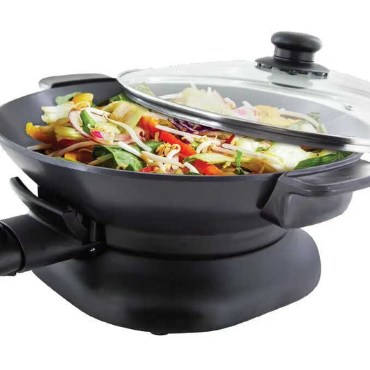 Electric Hot Wok Pan Pot Hot Selling Products Aluminum Big Aluminum Detachable Chinese Black OEM Tempered Glass Round 1500 220-海智集-