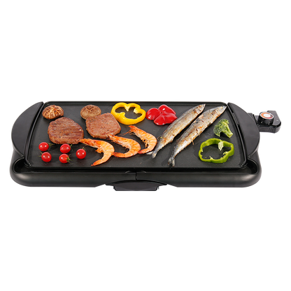 XH-4826YB Electric Grill Indoor/Outdoor Nonstick Smokeless BBQ Grill Pan with Adjustable Temp, Removable Plates & Drip Tray for Kitchen, Camping, Party-海智集-