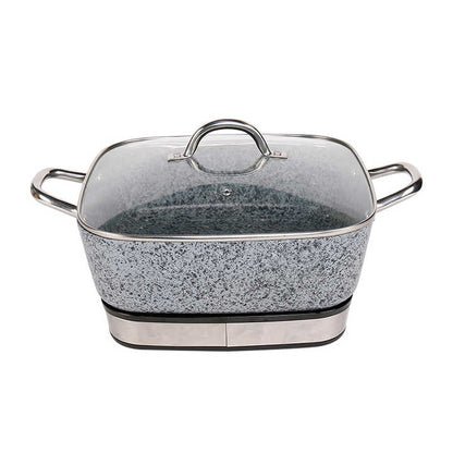 Electric Multi Cooking Pot Detachable Deep Square Frypan OEM Tempered Glass for Sale Outdoor Electric Non Stick Hot Pot 1500 220-海智集-