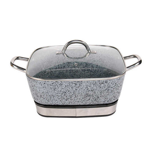 Electric Multi Cooking Pot Detachable Deep Square Frypan OEM Tempered Glass for Sale Outdoor Electric Non Stick Hot Pot 1500 220-海智集-