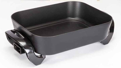 1500W Electric Square Frying Pan Non-Stick Die-Cast Aluminum Cooking Surface Temperature Adjustable Mechanical Tempered Glass-海智集-