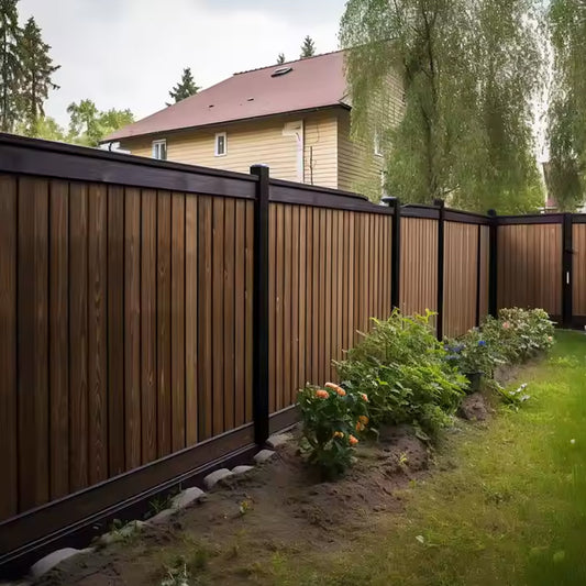 3D Flat Exterior Fence Board Weather-resistance Wood Composite Material WPC Fence Panel-海智集-