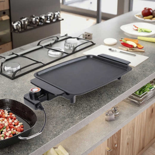 30x24cm Small Indoor Plate Mini Chicken Meat Steak Barbecue Pan Bbq Raclette Griddles Electric Grill Black Aluminum-海智集-