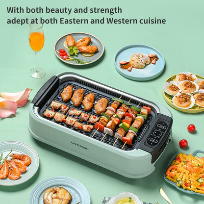 Multi-functional 2 In 1 Electric Bbq Grill heat evenly With Hot Pot Smokeless Indoor Electric Bbq Grills-海智集-