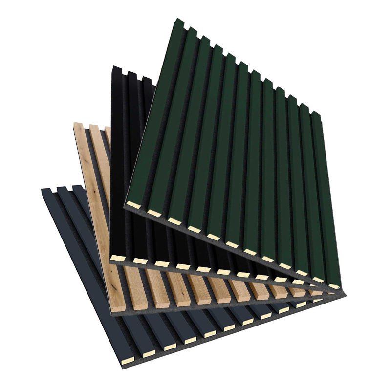Custom 600x600mm Modern Wood Slat Acoustic Panels - MDF Soundproof Wall Decor for Interior Design-海智集-