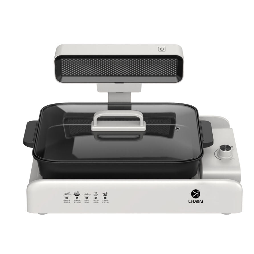 Smokeless barbecue grill Square Stainless Steel Upper with three pots Smoke Exhaust Smokeless Barbecue Grill-海智集-