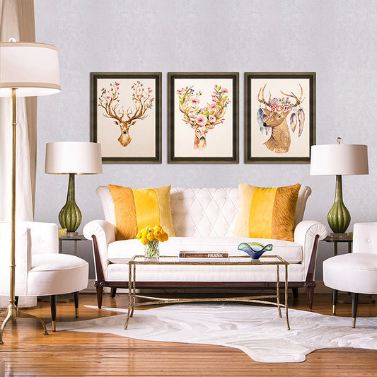Premium Embroidered Milu Deer Painting Elegant Stitched Canvas Wall Hanging for Home Decoration-海智集-