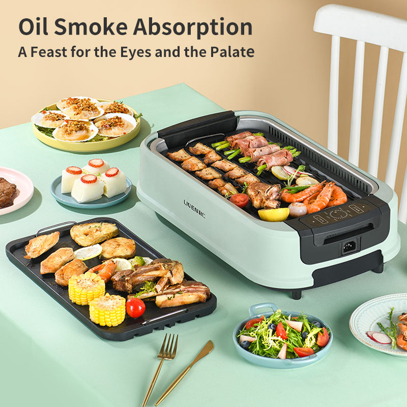 OEM Factory Non-stick Cooking Smokeless Barbecue Grill Handle Flat Pan Electric Bbq Grill-海智集-