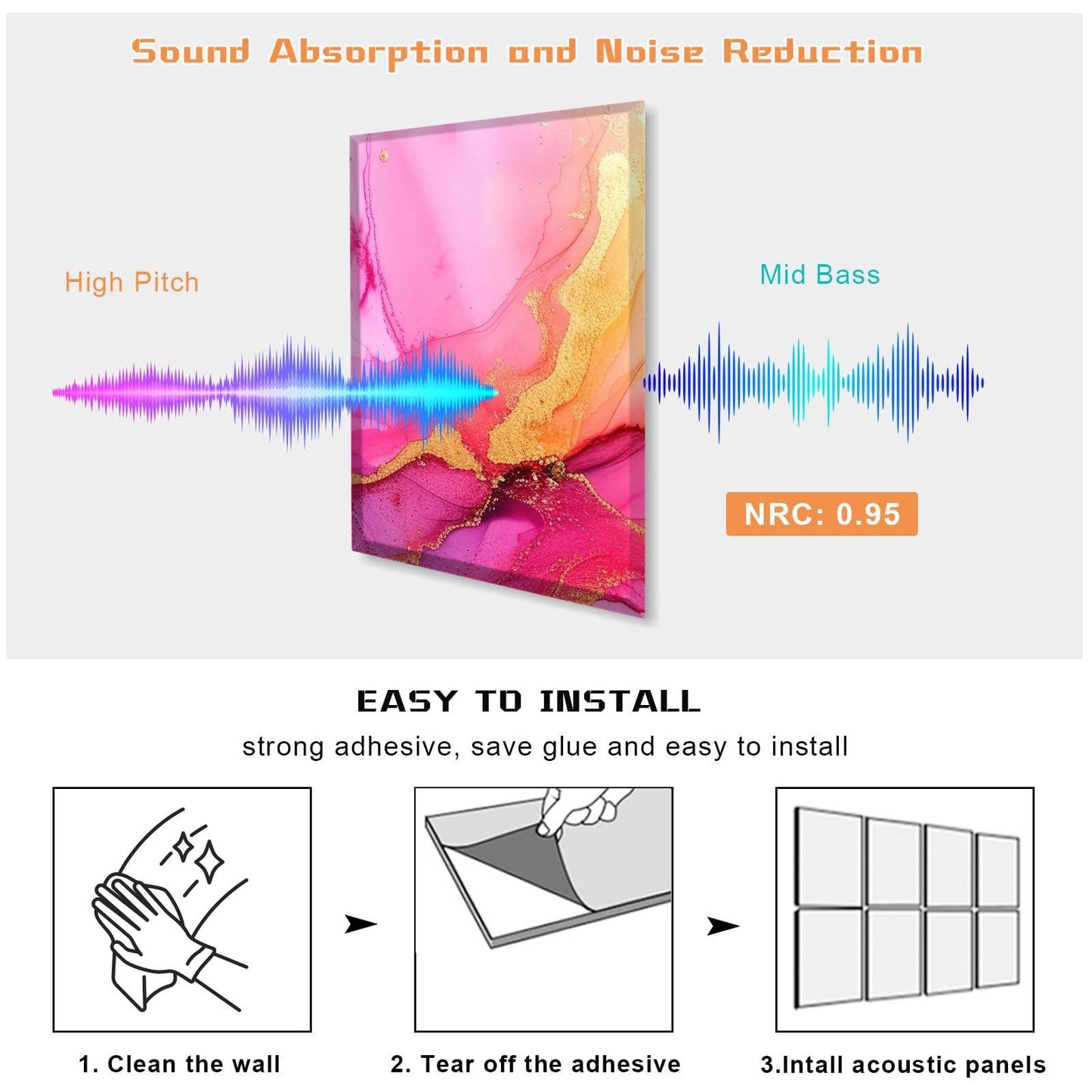 Customized Patterns Noise Reducing Self Adhesive Wall Panels Sound Absorbing for Studio Office Home-海智集-