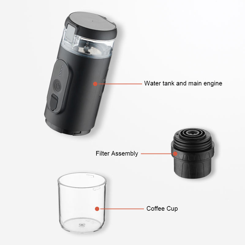 Electric Travel Espresso Machine Portable self heating American Coffee latte Maker Compatible with Coffee powder and Capsules-海智集-