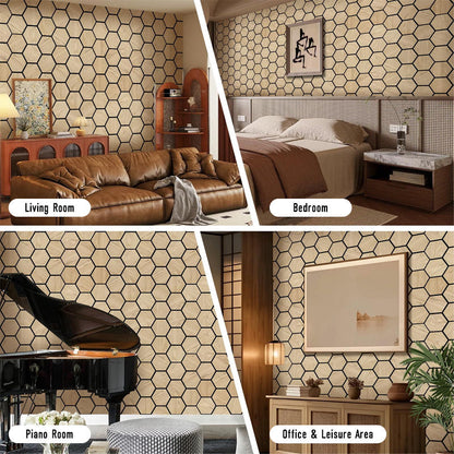 Easy to Install Hexagon Acoustic Wood Panels Modern Sound Absorbing Wall Decor for Conference Room Studio and Living Room-海智集-