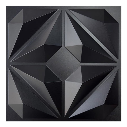 Trendy Geometric 3D PVC Wall Panel Black Finish for Office Feature Wall-海智集-