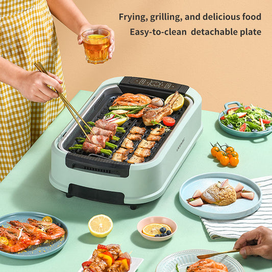 OEM Factory Non-stick Cooking Smokeless Barbecue Grill Handle Flat Pan Electric Bbq Grill-海智集-