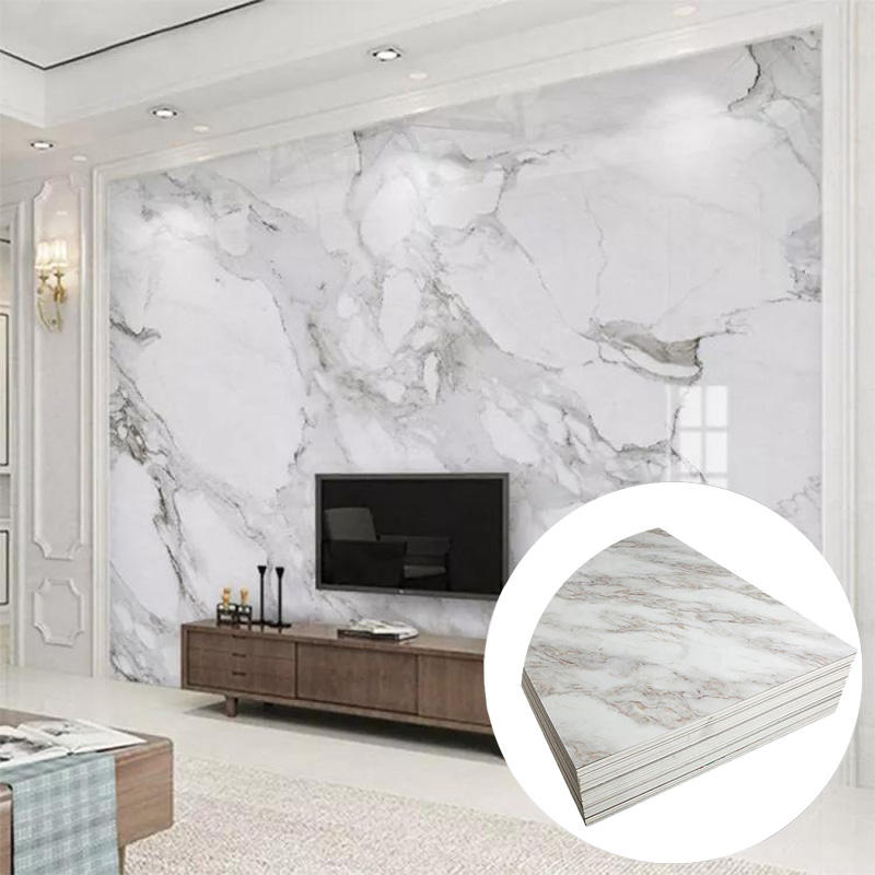 High Quality Bedroom Living Room Pvc Marble Sheets Uv Marble Decorative Pvc Panel Wall Easy Installation Custom Pvc Wall Panel-海智集-