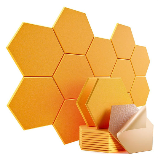 Professional Hexagonal Soundproof Panels 12 Pack Self Stick Noise Reduction Flame Resistant Acoustic Foam Wall Decor Tiles-海智集-